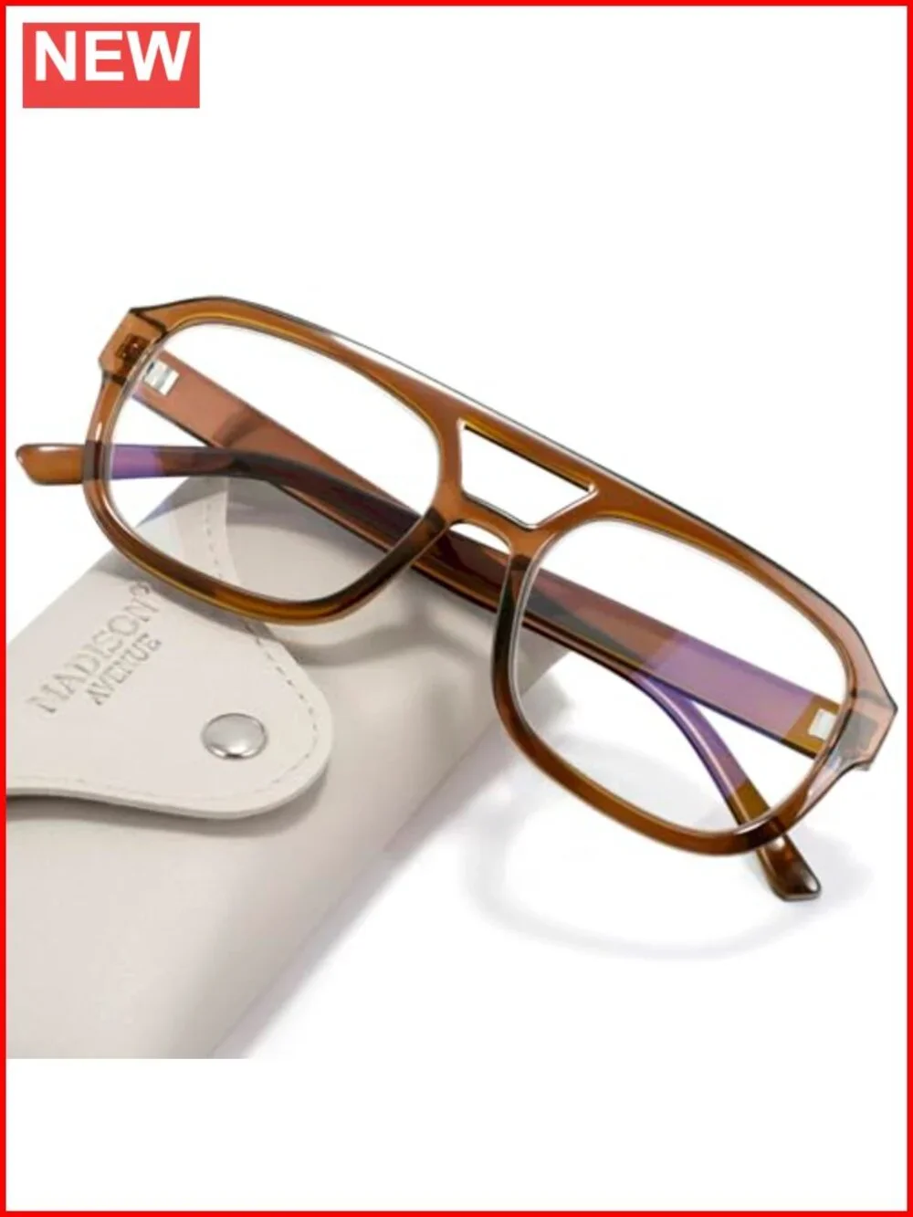 Retro Aviator Blue Light Blocking Glasses with Case, Rectangle Computer